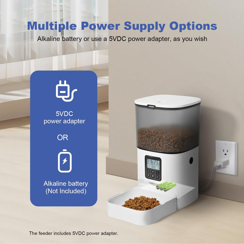 Automatic Cat Feeder, 4L Cat Food Dispenser with 10S Voice Recorder, Pet Feeder up to 8 Meals per Day, Timed Dog Feeder with Dry Food Sealed Ring