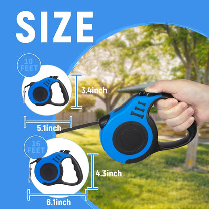 Retractable Dog Leash Automatic Telescopic Tractor Dog Tape, Pet Tape 10/16 FT Durable and Convenient, with Non-Slip Handle, Suitable for Small and Medium-Sized Dogs Blue