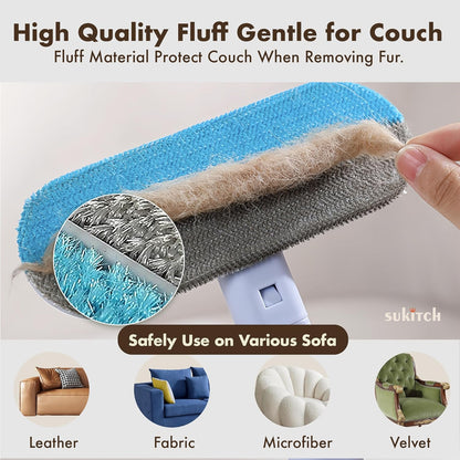 Pet Hair Remover for Couch and Furniture, 17.3-Inch Reusable Washable Lint Cleaner for Dog and Cat Hair, Long Handle for Bedding, Sofa and Fabric Surfaces
