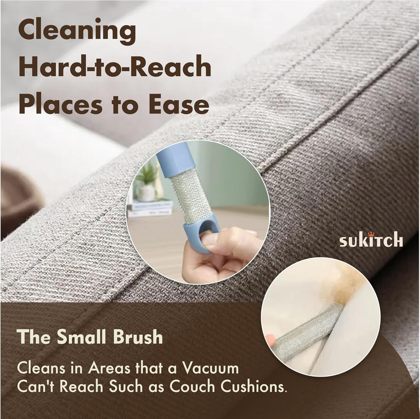 Pet Hair Remover for Couch and Furniture, 17.3-Inch Reusable Washable Lint Cleaner for Dog and Cat Hair, Long Handle for Bedding, Sofa and Fabric Surfaces
