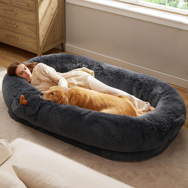 Faux Fur Orthopedic Human Dog Bed