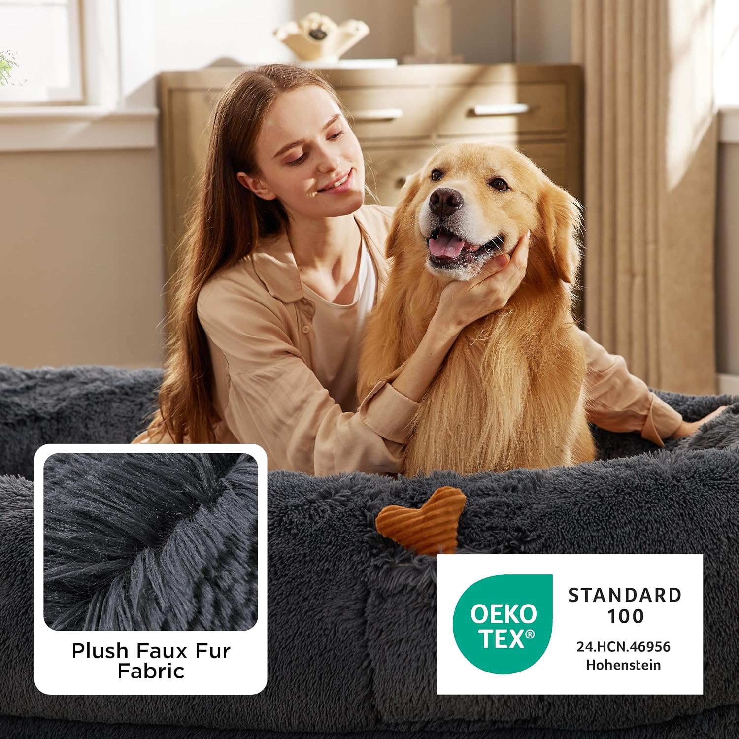 Faux Fur Orthopedic Human Dog Bed