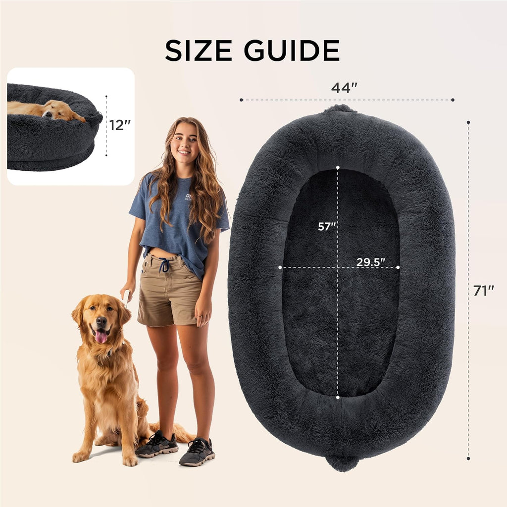 Faux Fur Orthopedic Human Dog Bed