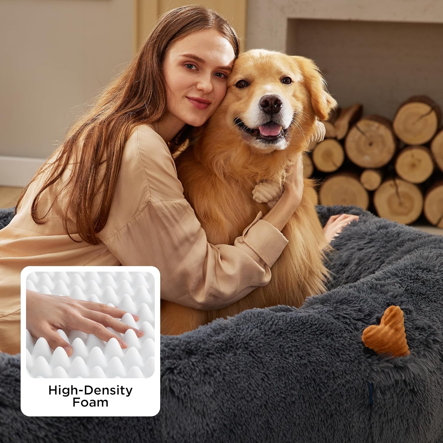 Faux Fur Orthopedic Human Dog Bed